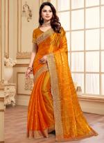 Jimmy Choo Mustard Party Wear Embroidery Work Saree